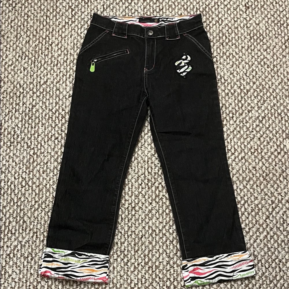 Rocawear Black Jeans with Colorful Zebra Trim